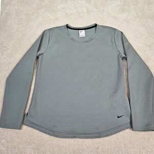 Nike Therma Fit Long Sleeve Athletic Performance Shirt Gray M Active Athleisure